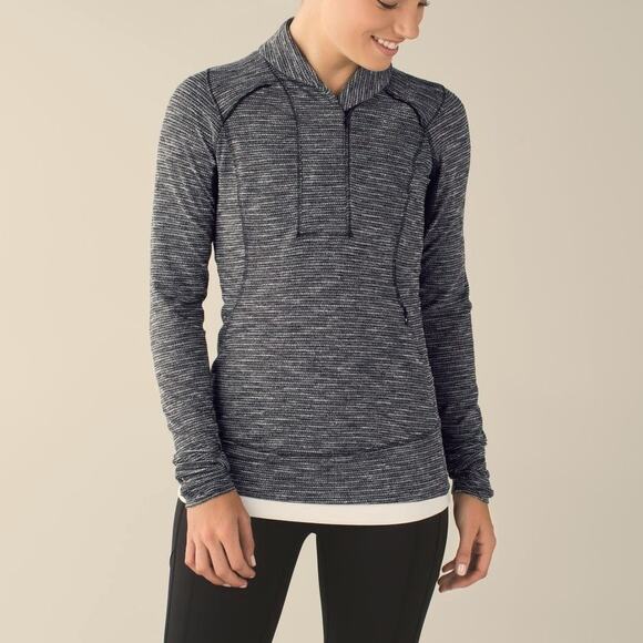 Lululemon Think Fast Pullover 1/4 Zip Gray Black Running Top Womens 6 - Picture 1 of 9